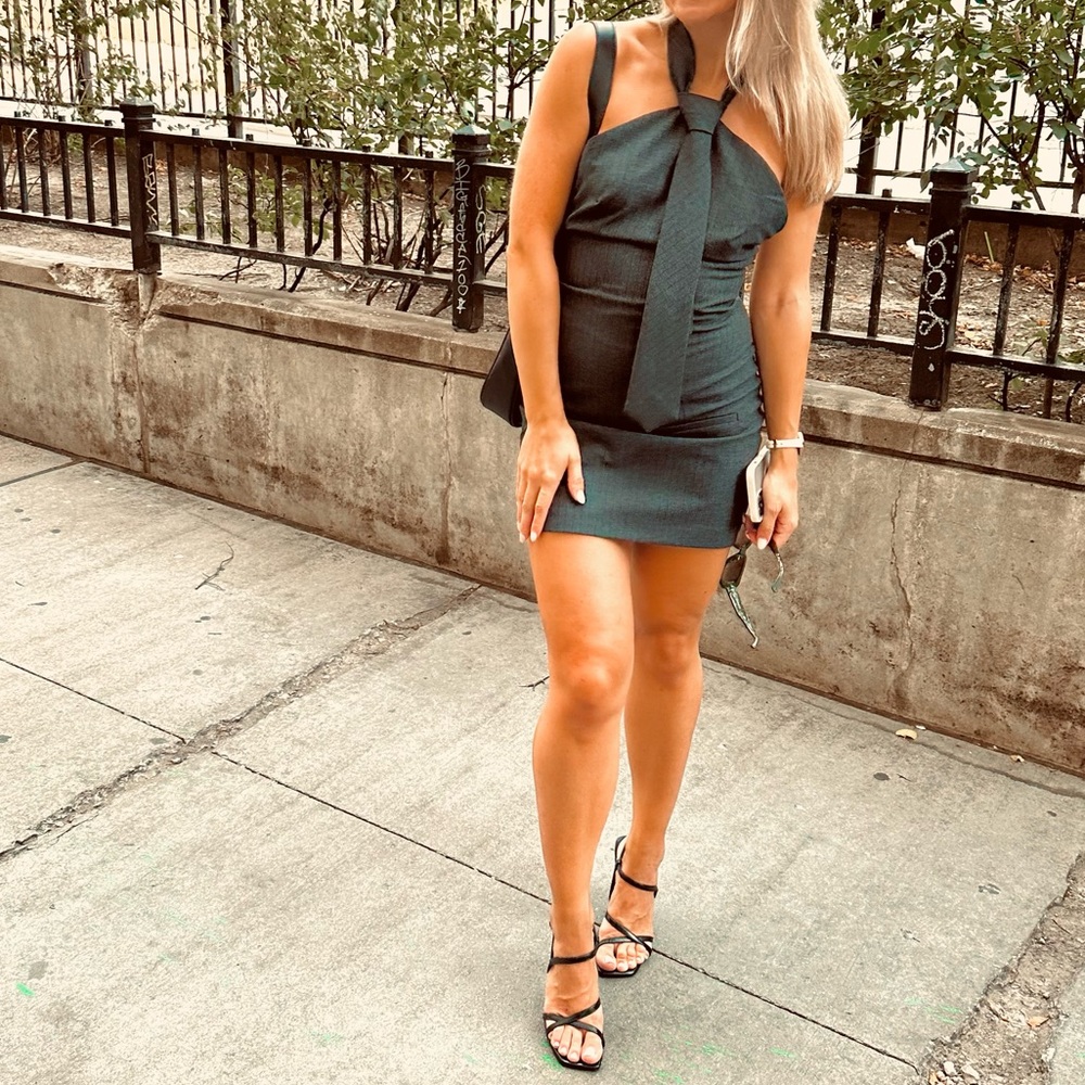 Zara Gray Halter Tie Mini Dress